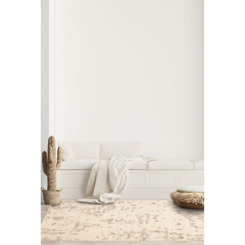 ECARPETGALLERY Hand-knotted Tangier Cream Wool Rug - 5'0 x 8'1