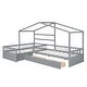 preview thumbnail 6 of 9, Twin Size L-Shaped House Platform Kids Bed Frame with Three Storage Drawers for SSpace-Saving and Comfort, Easy Assembly, Grey