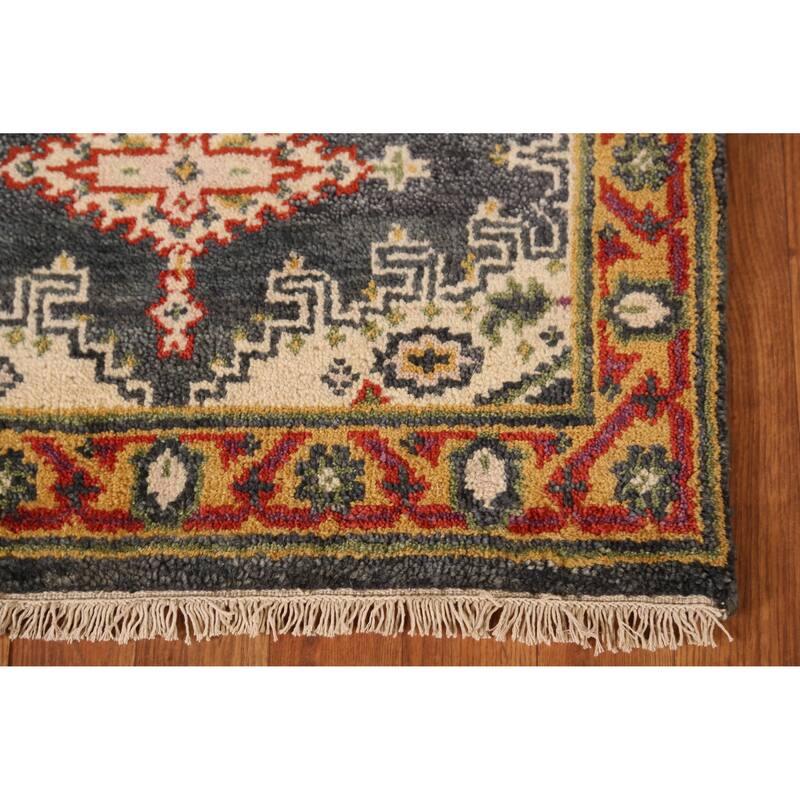Gray Viss Indian Runner Rug Hand-Knotted Wool Carpet - 2'6" x 8'4"
