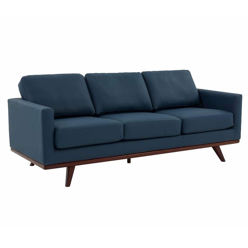 Chester Modern 3 Seater Sofa Couch in Leather or Mesh Upholstery With Birch Wood Base for Living Room Bedroom and Office - 83"