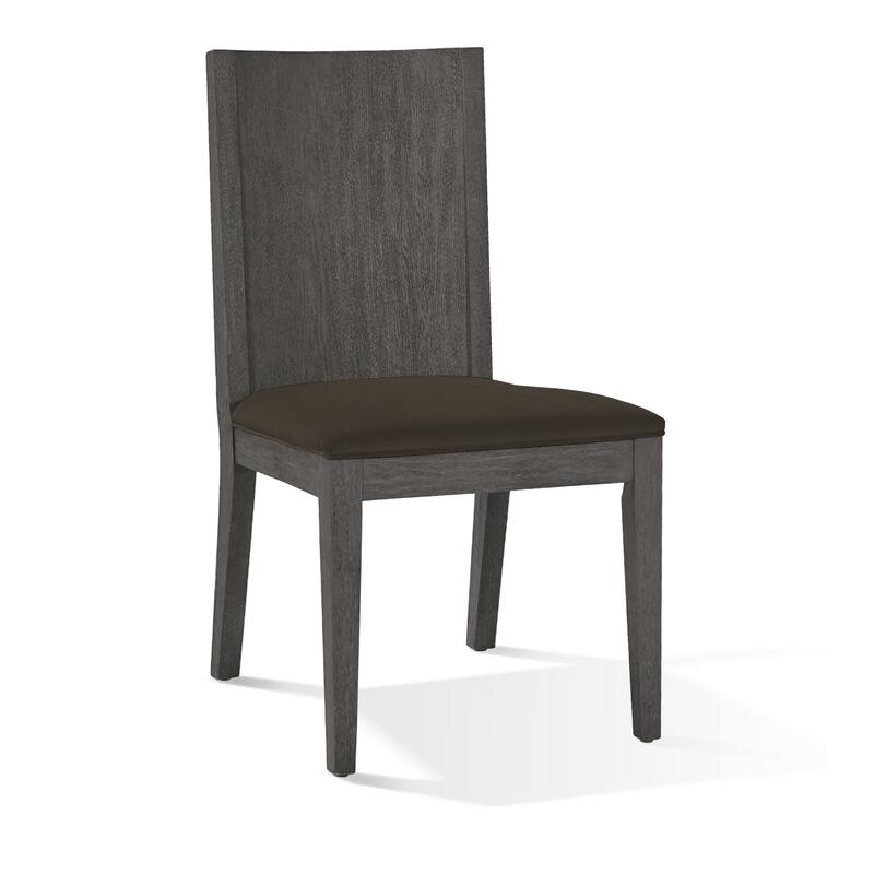 38 Inch Mahogany Wood Dining Chair with Panel Back, Gray