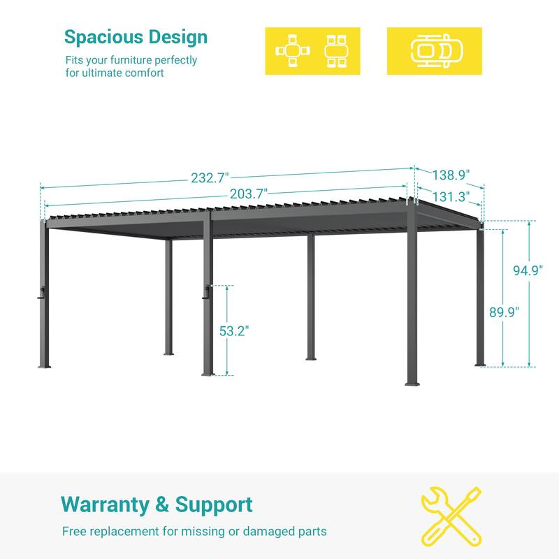 Aluminum Steel Pergola, Outdoor Pergola with Adjustable Roof