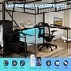 preview thumbnail 9 of 18, Full Size Metal Loft Bed with L-Shaped Desk, RGB LED Lighting, USB Charging Station, Wardrobe Cabinet, Drawers, Ladder