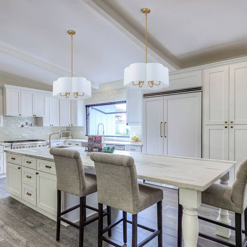 6-Light Dimmable Chandelier with Drum Fabric Shade