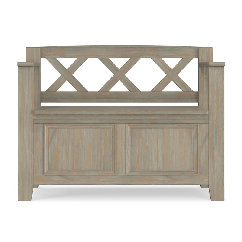 WYNDENHALL Halifax SOLID WOOD 36 inch Wide Transitional Small Entryway Storage Bench -  17"D x 36" W x 27.8"H