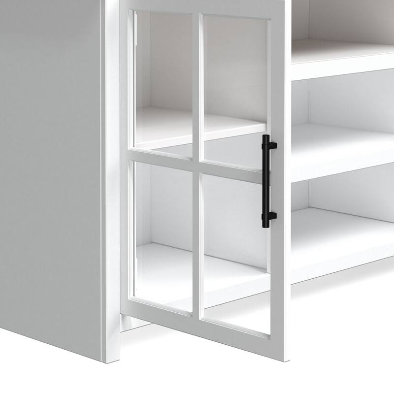 Bridgevine Home Modern Farmhouse 67 inch TV Stand Console for TVs up to 80 inches, No Assembly Required, Two-Tone Finish