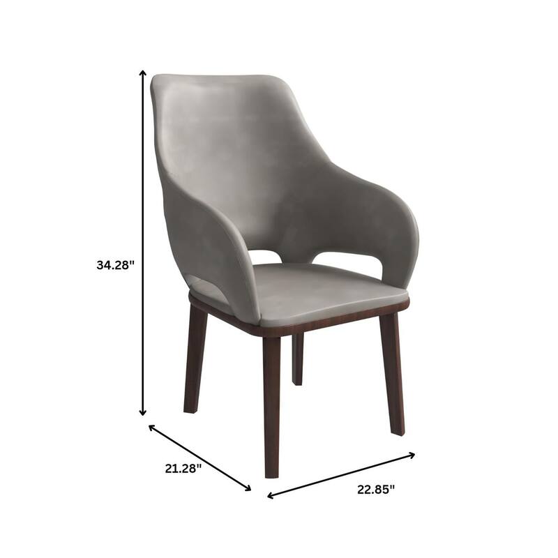 LeisureMod Vivara Leather Upholstered Dining Chair with Padded Seat - Mid-Century Arm Chair for Home Office Bar & Kitchen