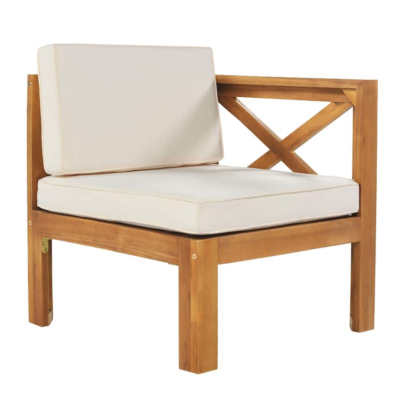 5 Piece Outdoor Patio Furniture Set, All Weather Outdoor Conversation Set, Wooden Sectional Sofa Set with Coffee Table