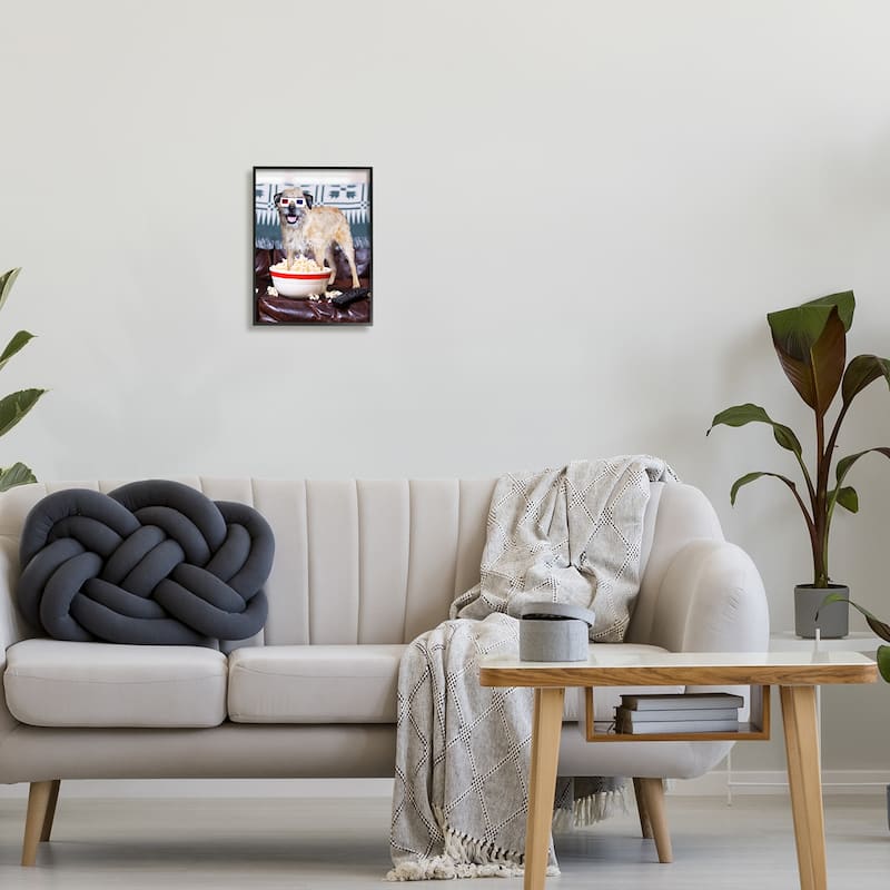 Stupell Dog 3-D Movie Night Couch Snacking Popcorn Framed Wall Art, Design by Michael Quackenbush - Multi