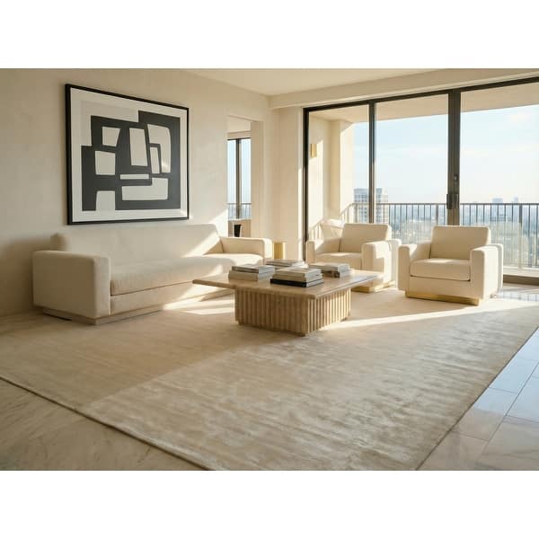 Purity Tile Rug EXQUISITE RUGS Purity Hand-loomed Bamboo Silk Ivory Area Rug. - Bed ...