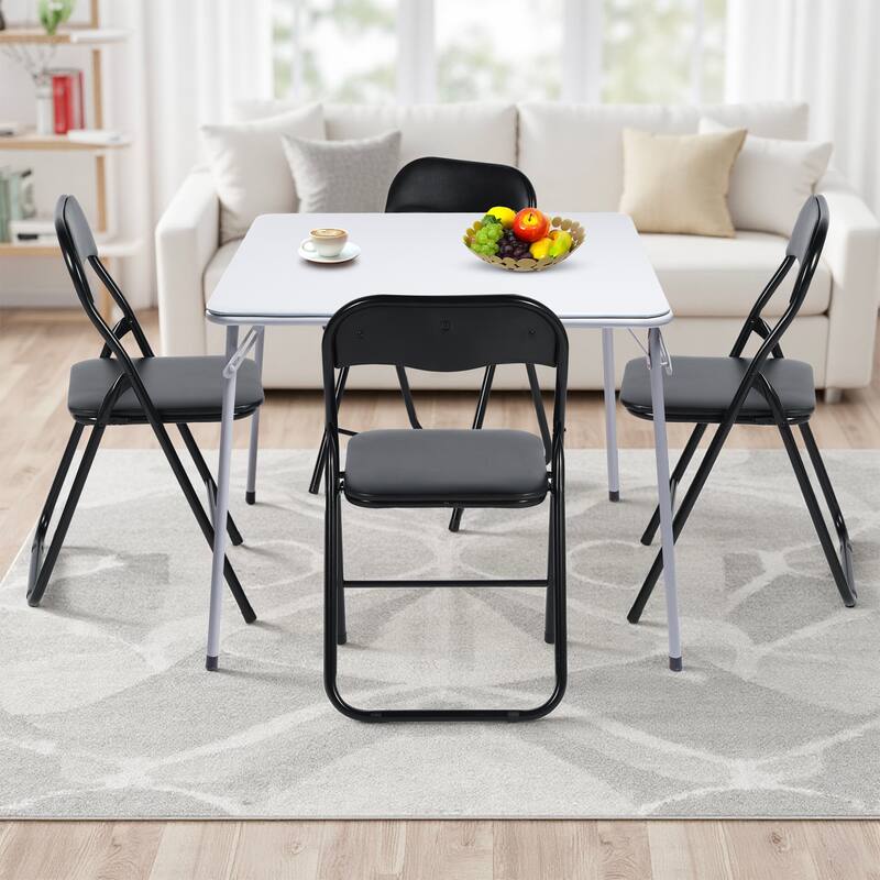 Homy Casa Modern Paded Square Dining Table with Easy-Clean PVC Top