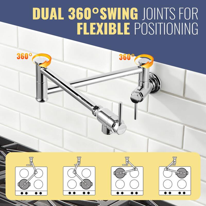 WOWOW Modern Foldable Filling Faucet with Dual-Joint Swivel Arm