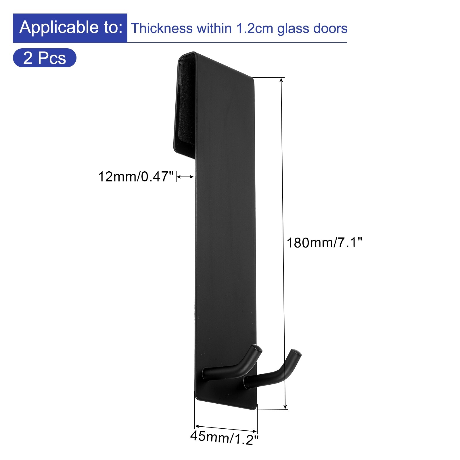Shower Door Hooks, Right Angle Over Door Hooks - 2 Pcs