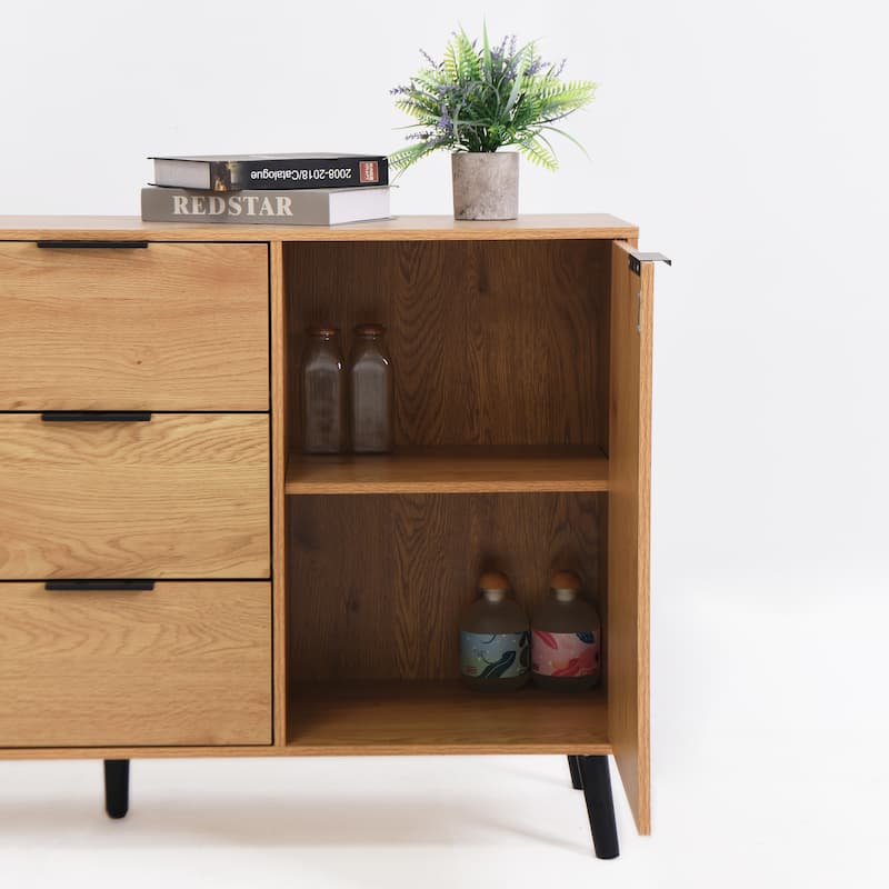Sideboard Buffet Cabinet with 3 Drawers and 2 Doors