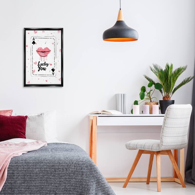 Stupell Lucky You Playing Card Framed Floater Canvas Wall Art Design By LSR Design Studio