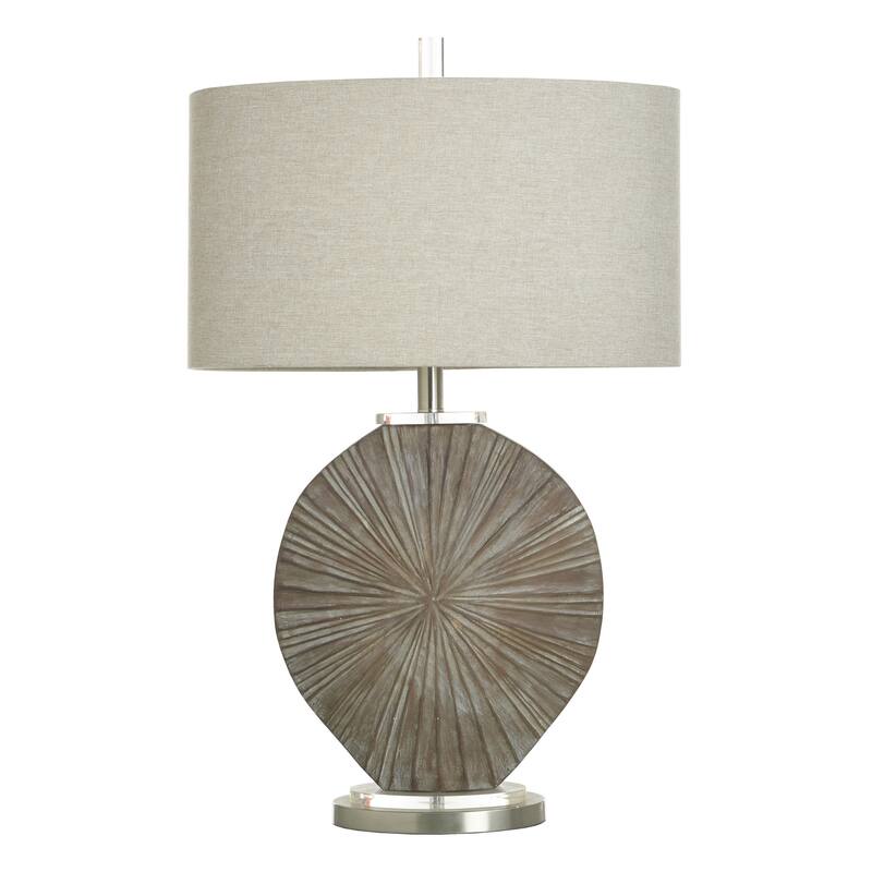 Silver Burst Table Lamp - Brushed Grey and Silver Polyresin Body - Taupe Shade - Brushed Grey and Brown, Brushed Nickel, Taupe