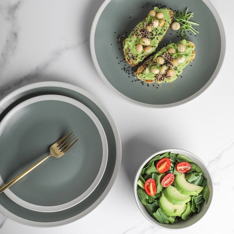 Stone Lain Serenity Speckle Stoneware Round Two-tone Dinnerware Set