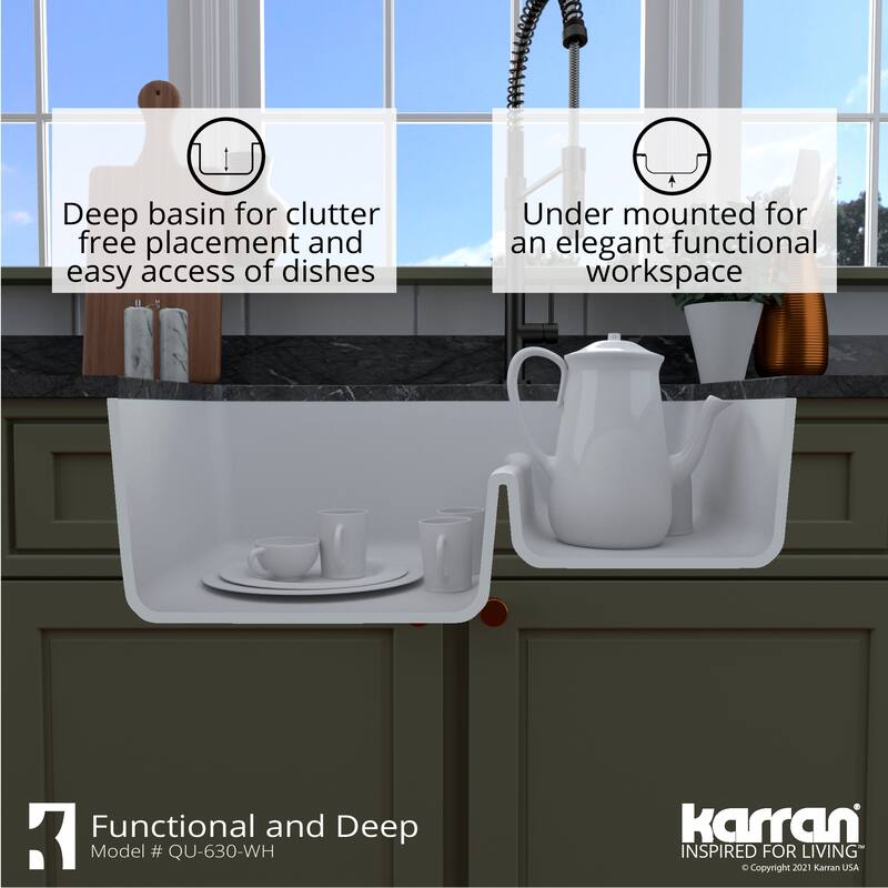Karran Undermount Quartz Double-bowl Kitchen Sink