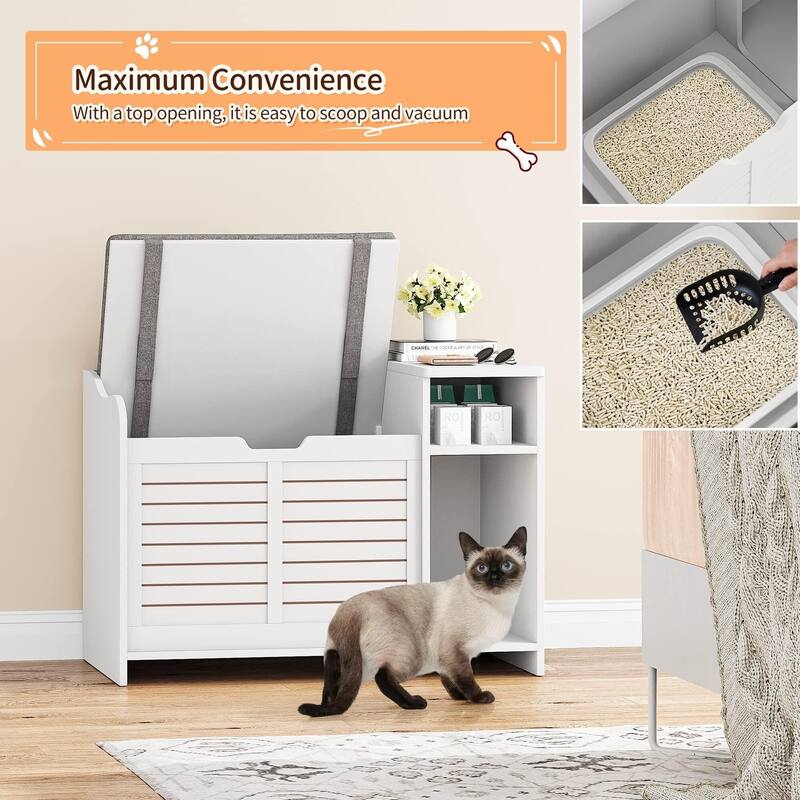 Cat Litter Box Enclosure with Top Opening, Privacy Cabinet