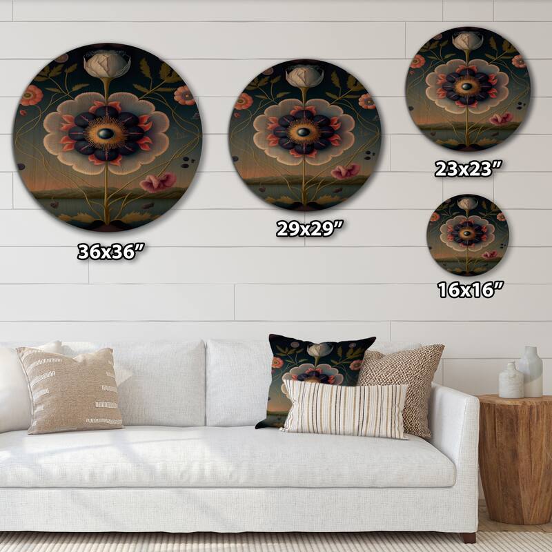 Designart "Blossoming Geometric Flower Art II" Floral Wood Wall Art - Natural Pine Wood