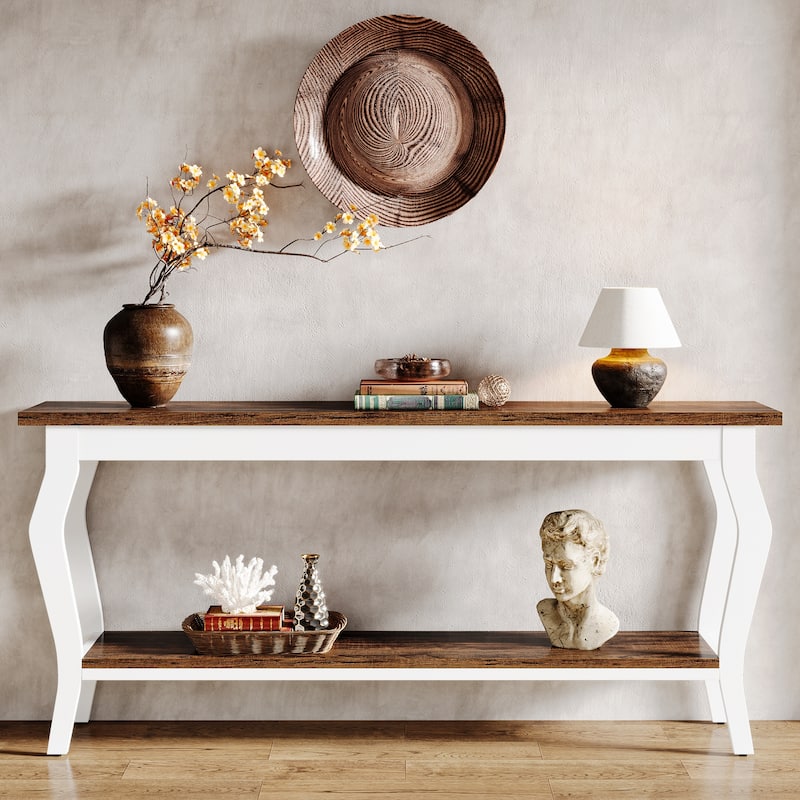 2-tier Narrow Long Console Sofa Table for Entryway Living Room