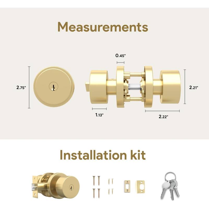 Mega Handles BUENA Entry Door Knob | Secure Lockset | Reversible Design | Heavy-Duty Zinc | Fits Left and Right-Handed Doors