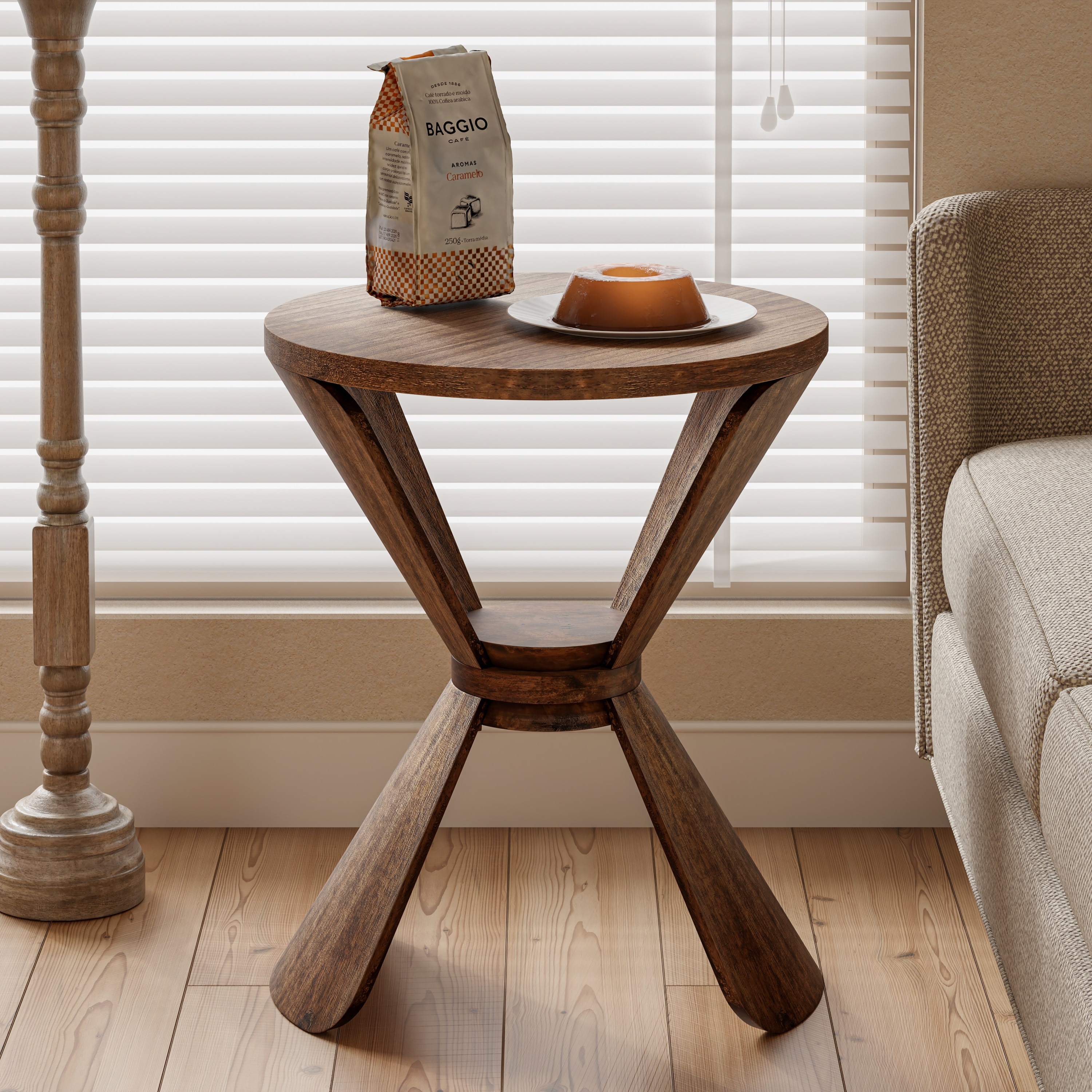 COZAYH Vintage Style End Table with Storage Shelf, Retro Small Side Table for Living Room Bedroom, Natural Wood Finish