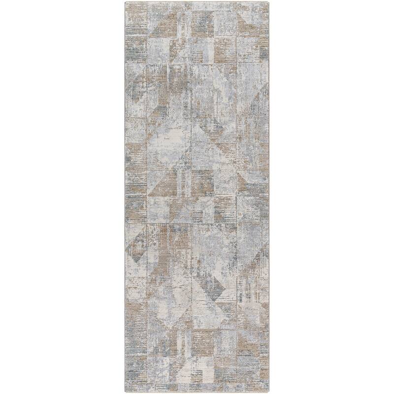 Livabliss Transitional Brunswick Abstract Area Rug - 2'7" x 7'3" - Grey/Beige
