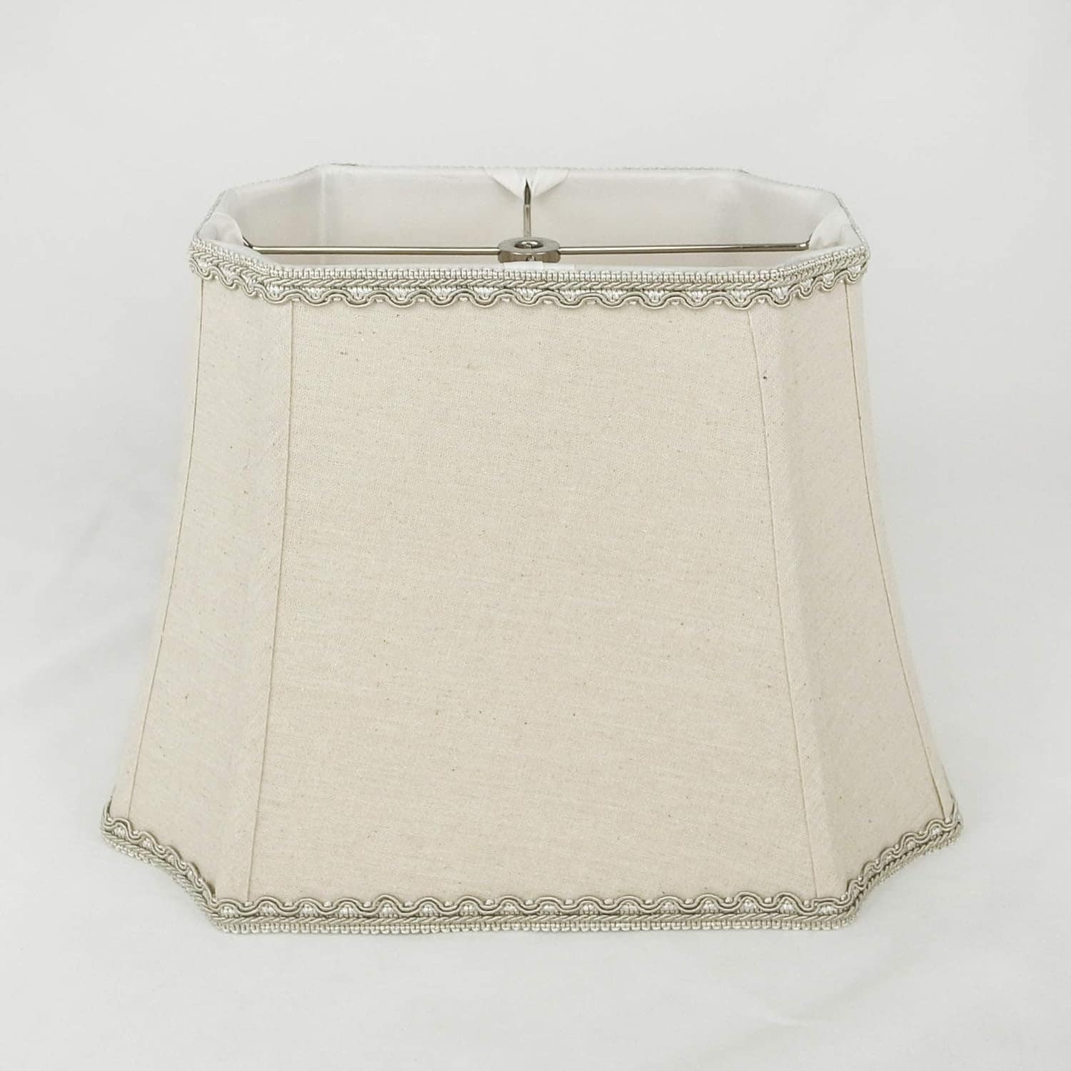Bell Rectangle Cut Corner Linen Lampshade with Lace Trim - Picture 7 of 14