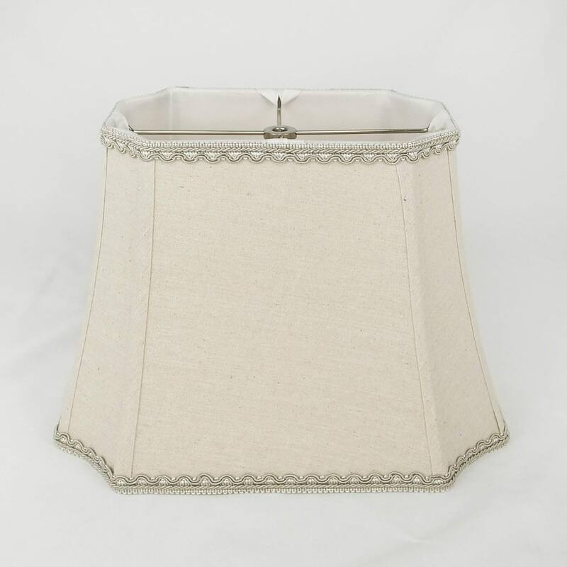 Bell Rectangle Cut Corner Linen Lampshade with Lace Trim 10/6x14/10x10 (Spider)