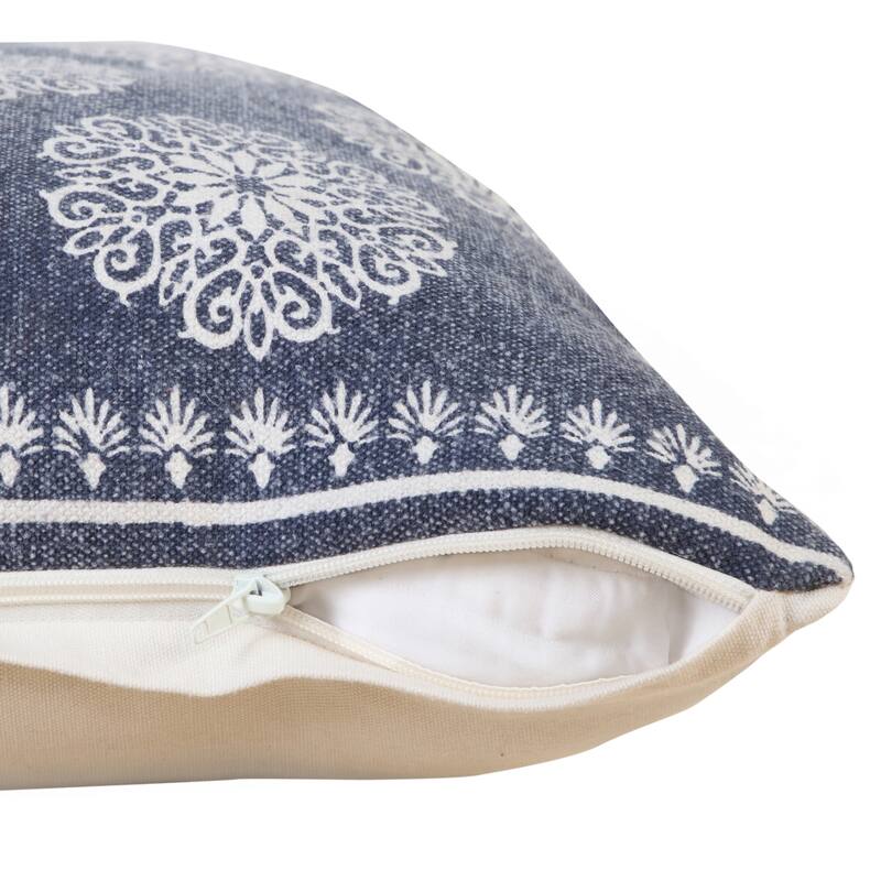 Sevita Traditional Bordered Bohemian Floral Throw Pillow, Single or Set of 2