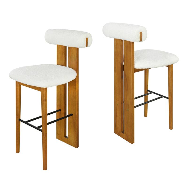 Roomfitters Renee Indoor Wooden Barstools with Cloud-Top Backrest, Set of 2 - Set of 2