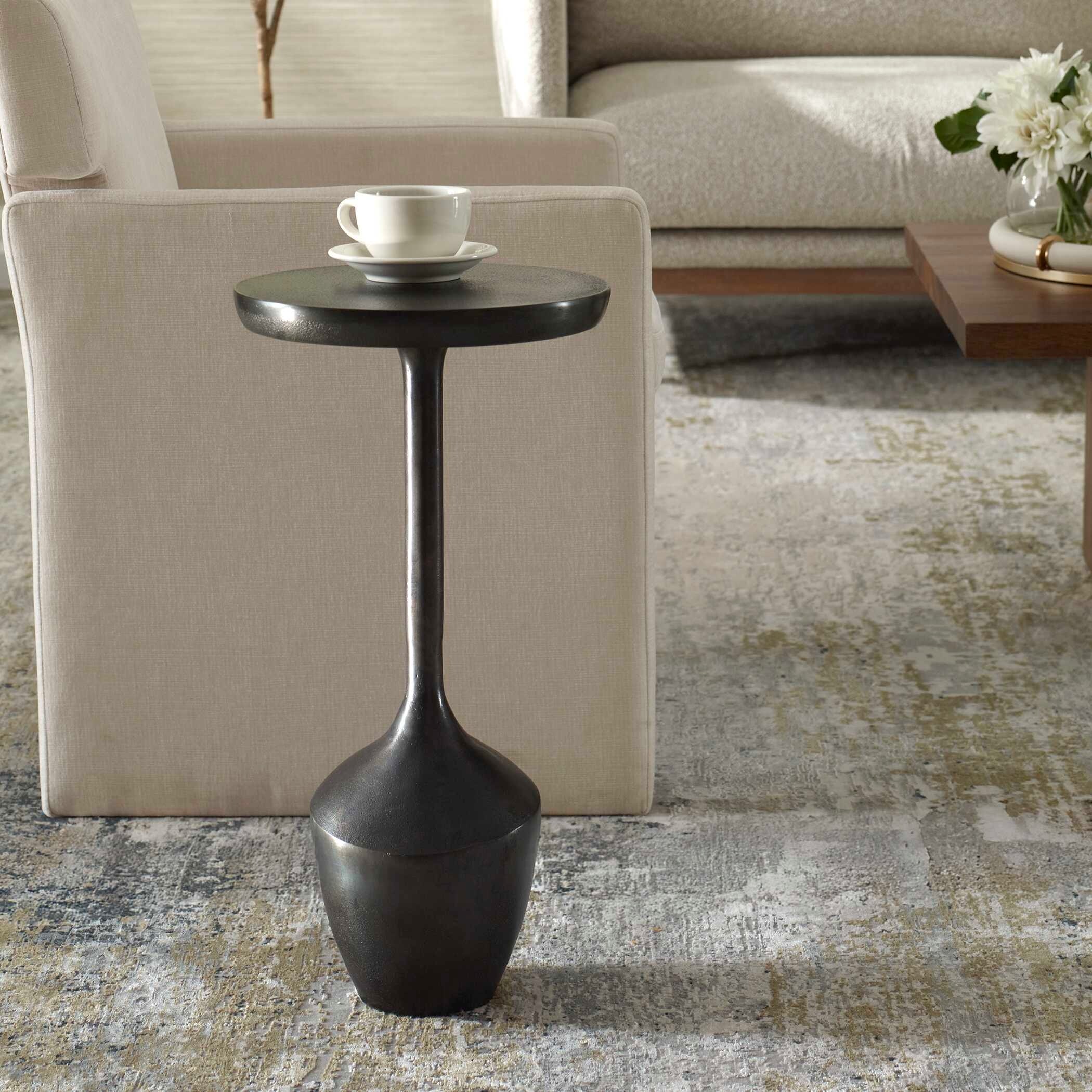 Copper Grove Raw Dark Brown Aluminum Round Accent Table