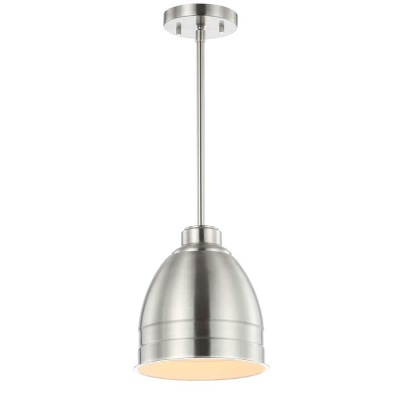SAFAVIEH Lighting Synnove Adjustable 1-Light Led Nickle Pendant - 8.12"x8.12"x16.5-46.5" - Nickel - 8Wx8Dx47H