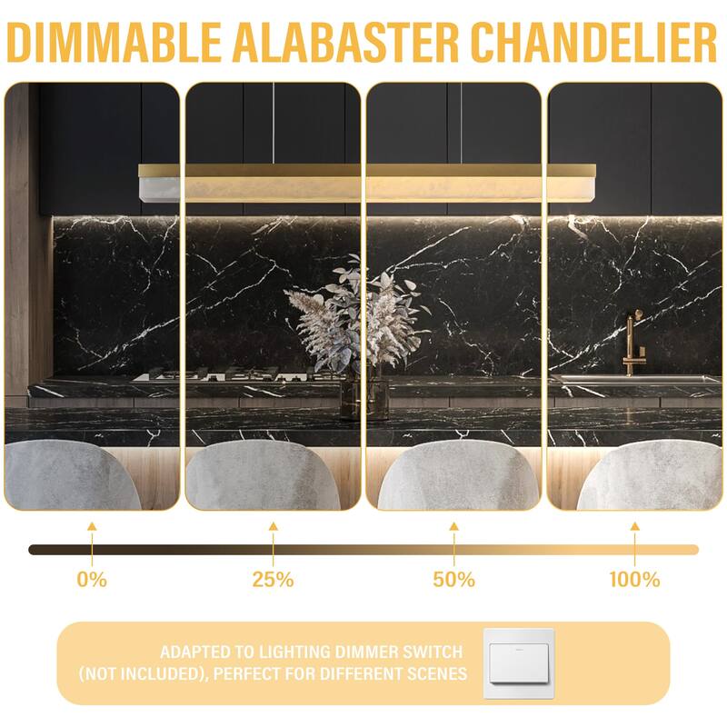 KAYLA Alabaster Pendant Light 1200 - 1800 Matte Black/Gold