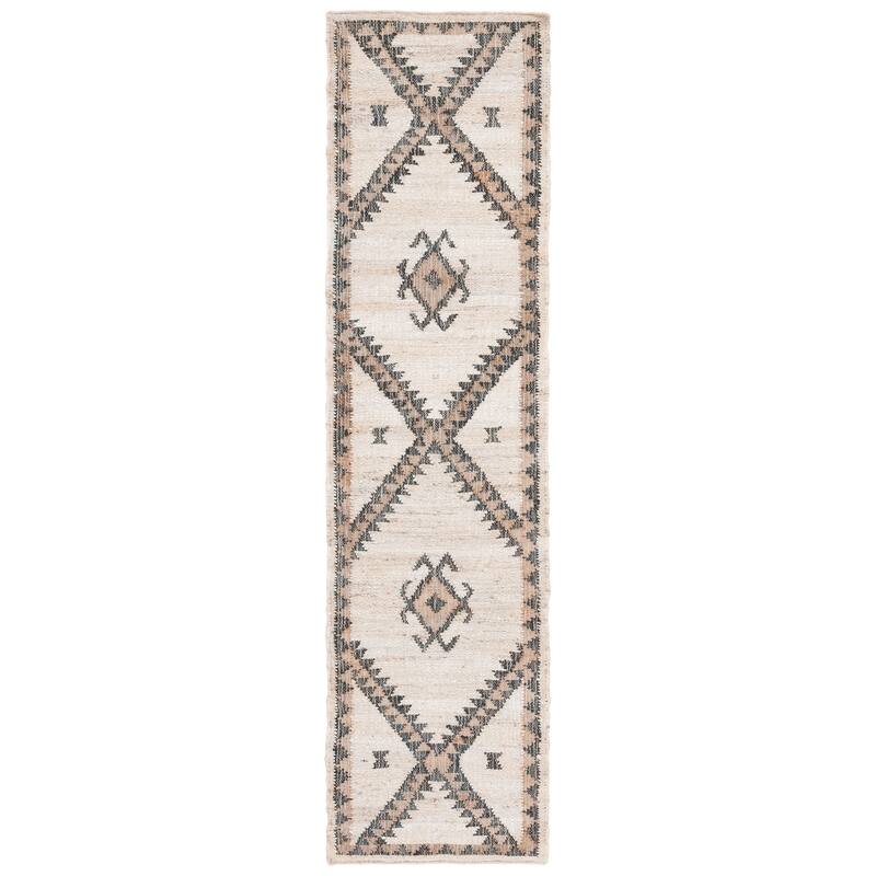 SAFAVIEH Flatweave Kilim Anneclaar Jute Rug - 2'3" x 9' Runner - Ivory/Black