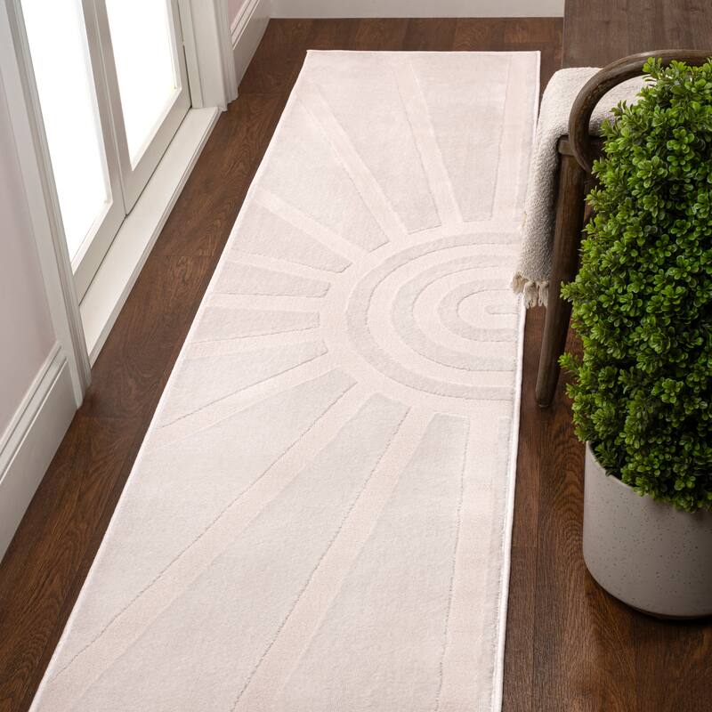 JONATHAN Y Alcina MidCentury Scandinavian Abstract Sun Two-Tone High-Low Area Rug
