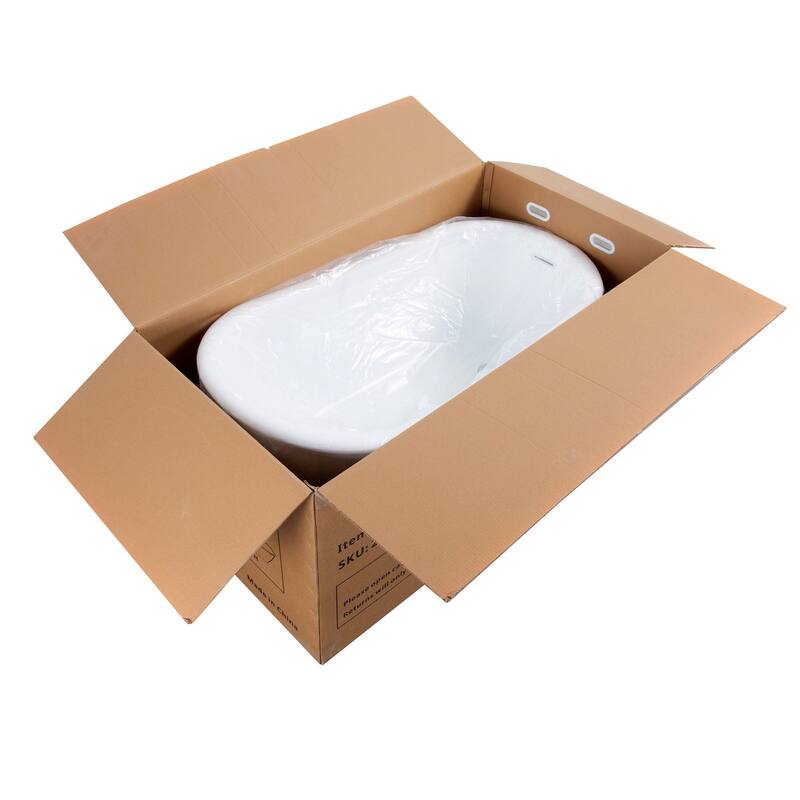 Acrylic Slipper Freestanding Flatbottom Soaking Bathtub in White