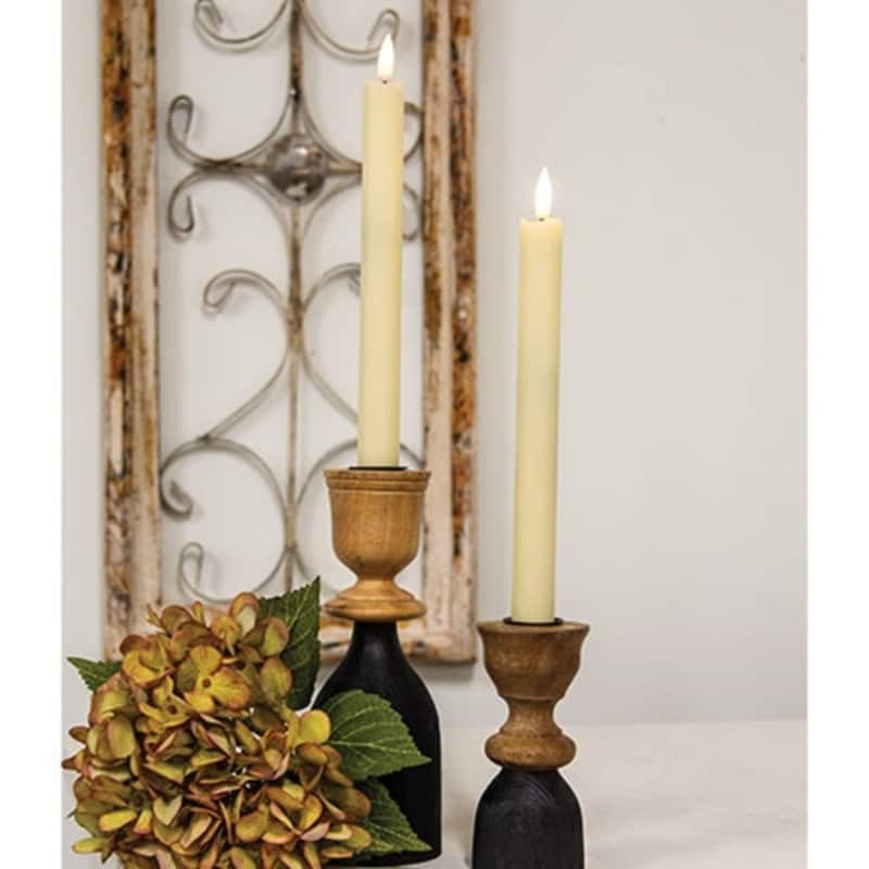 Wax Timer Taper Candles with Faux Flame for Home Decor Set of 2 - 1 x 1 x 10 in.