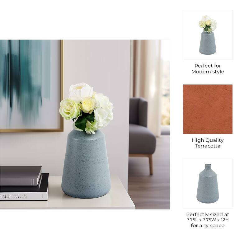 Terracotta Vase Decorative Accent with Tapered Design and Narrow Neck