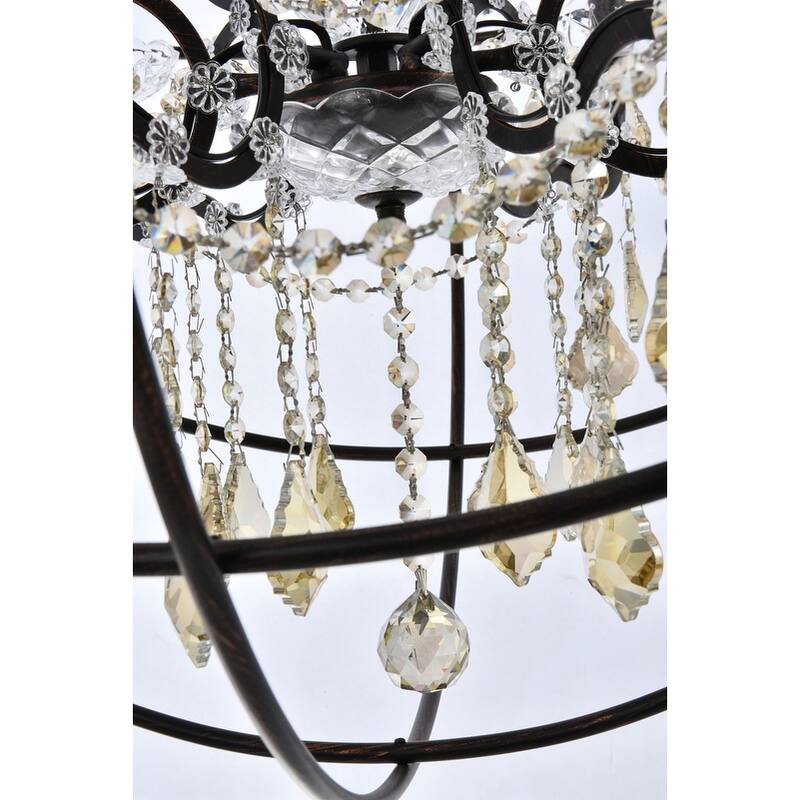 Royce Edge 6 light Dark Bronze Chandelier - dark bronze royal cut golden teak (smoky) crystals