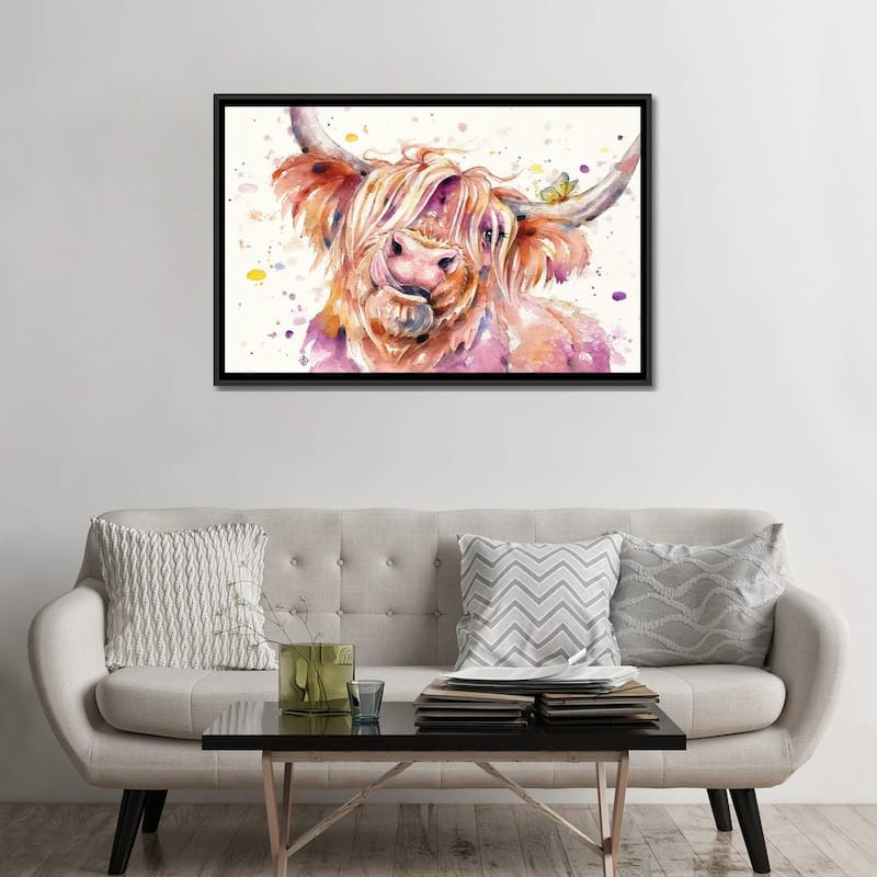 iCanvas "Bad Hair Don't Care (Scottish Highland Cow)" by Sillier Than Sally Framed Canvas Print