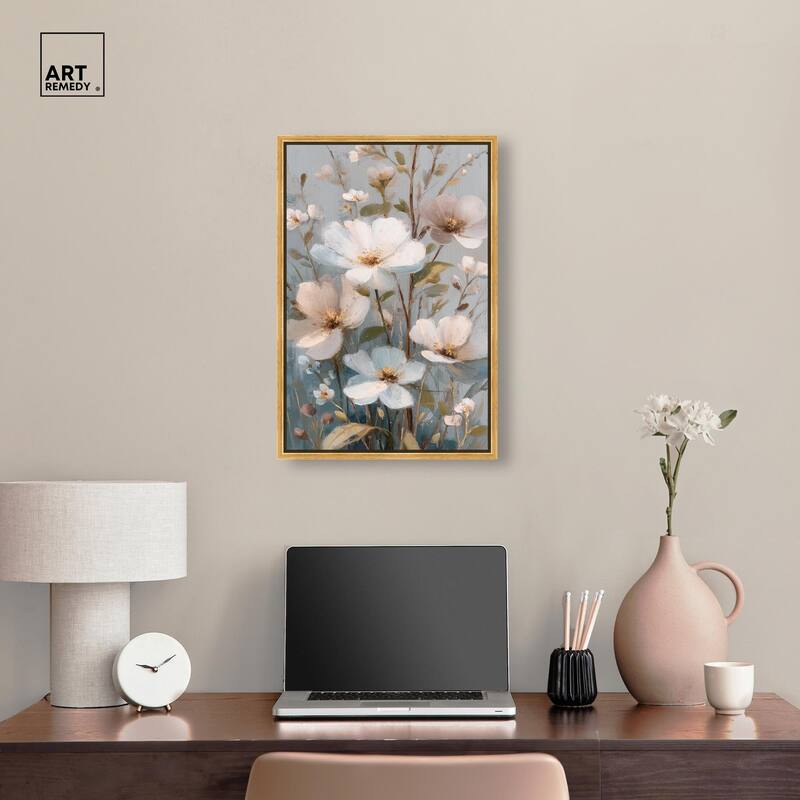 Vintage White Meadow Canvas by Art Remedy