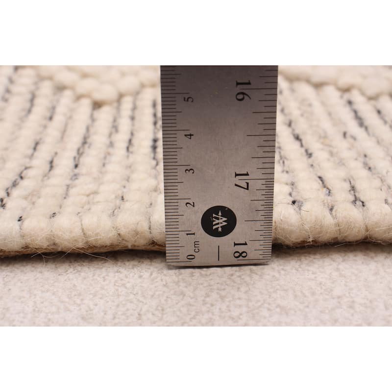 ECARPETGALLERY Braid weave Sienna Cream Wool Rug - 4'1 x 6'0
