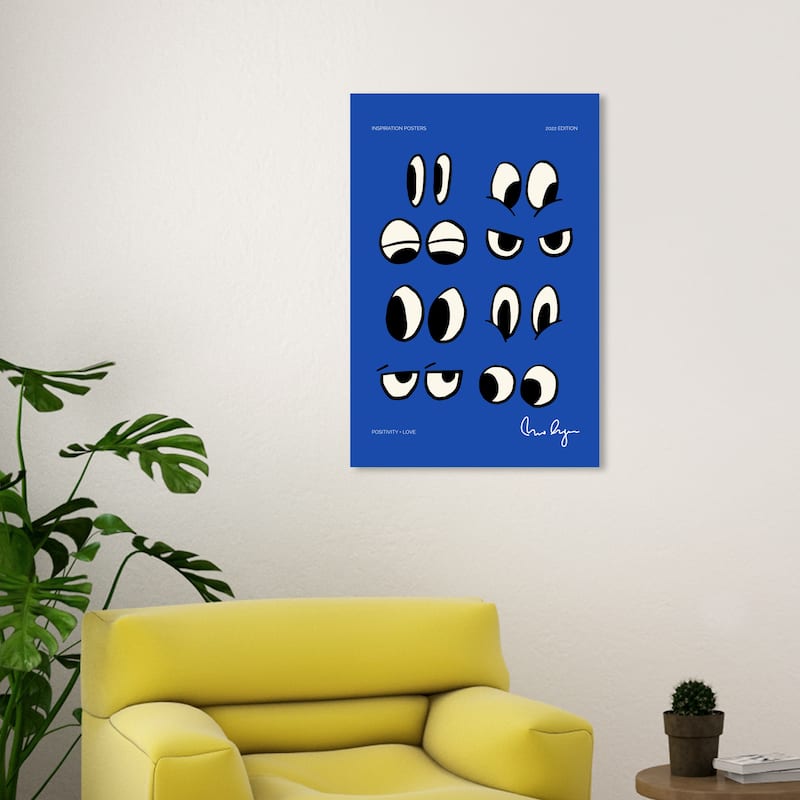 Wynwood Studio Canvas Advertising Positive Eyes II Blue and Modern & Contemporary Wall Art Canvas Print - 20 x 30