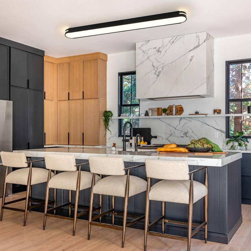 Modern Dimmable LED Long Oblong Flush Mount Ceiling Light 31.5in