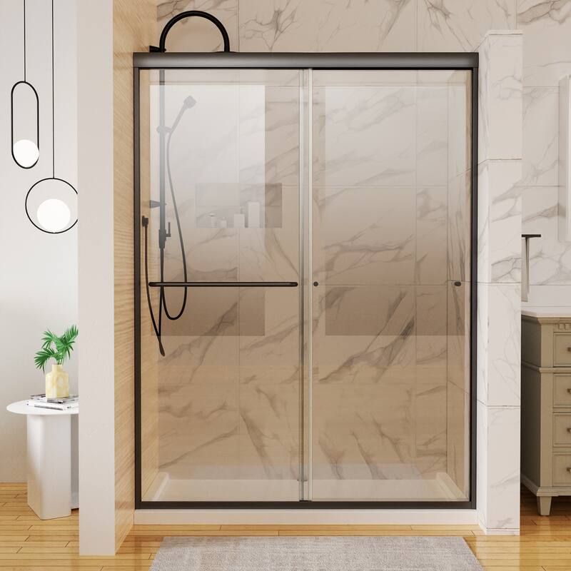 Traditional Sliding Shower Door with Clear Glass