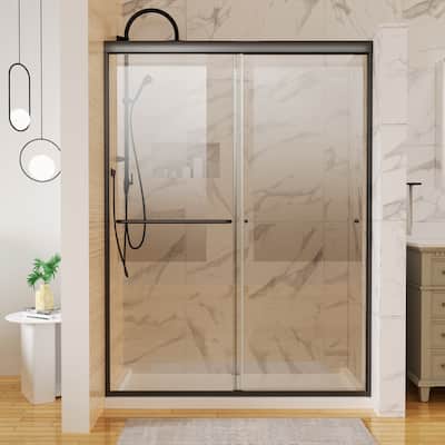 Traditional Sliding Shower Door with Clear Glass