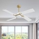preview thumbnail 9 of 33, GetLedel 56" 4-Blade DC Motor Dimmable LED Ceiling Fan with Remote Control and Light Kit Gold/white