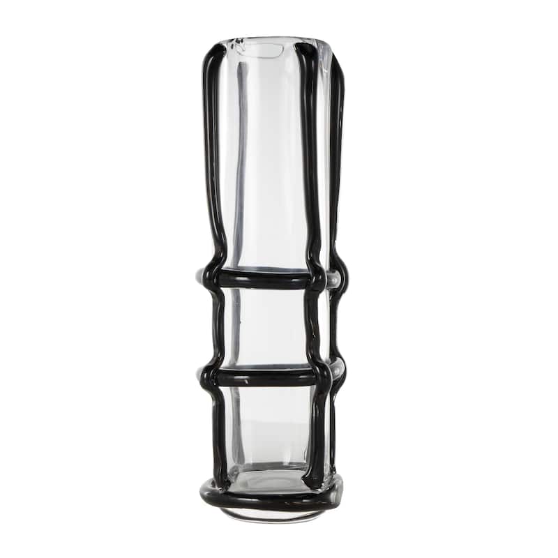 Black or Blue Recycled Glass Handmade Tall Vase with Black or Blue Glass Framing